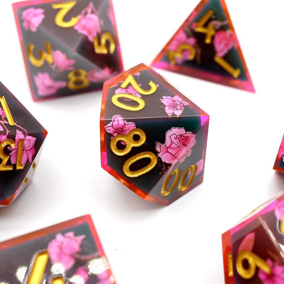 Death Blossom – view 6 – art core DnD dice set