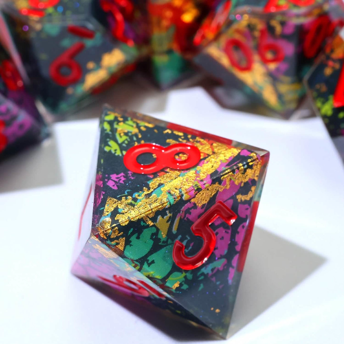 Voltaic Bloom – view 6 – art core DnD dice set