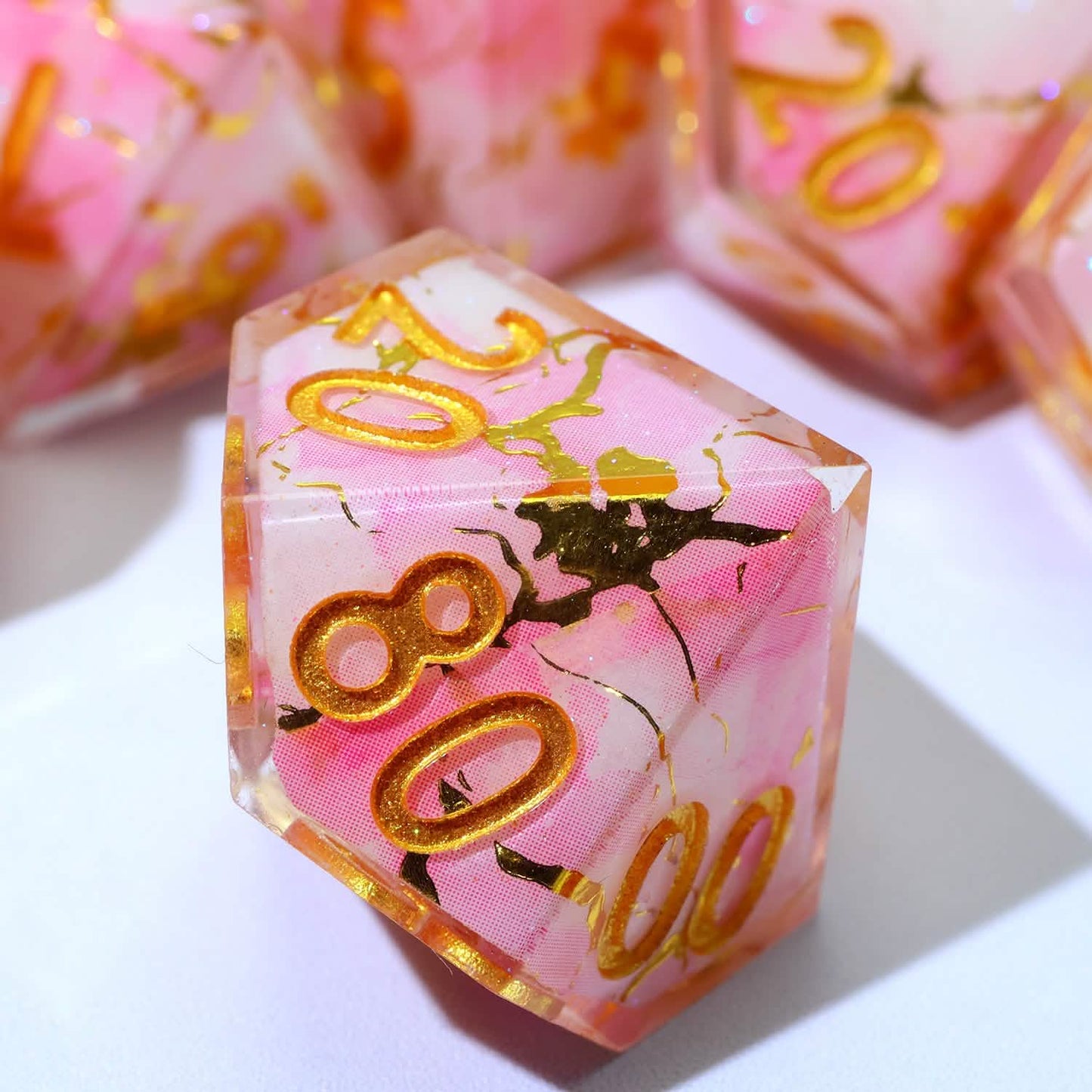 Seraphic Bloom – view 6 – art core DnD dice set