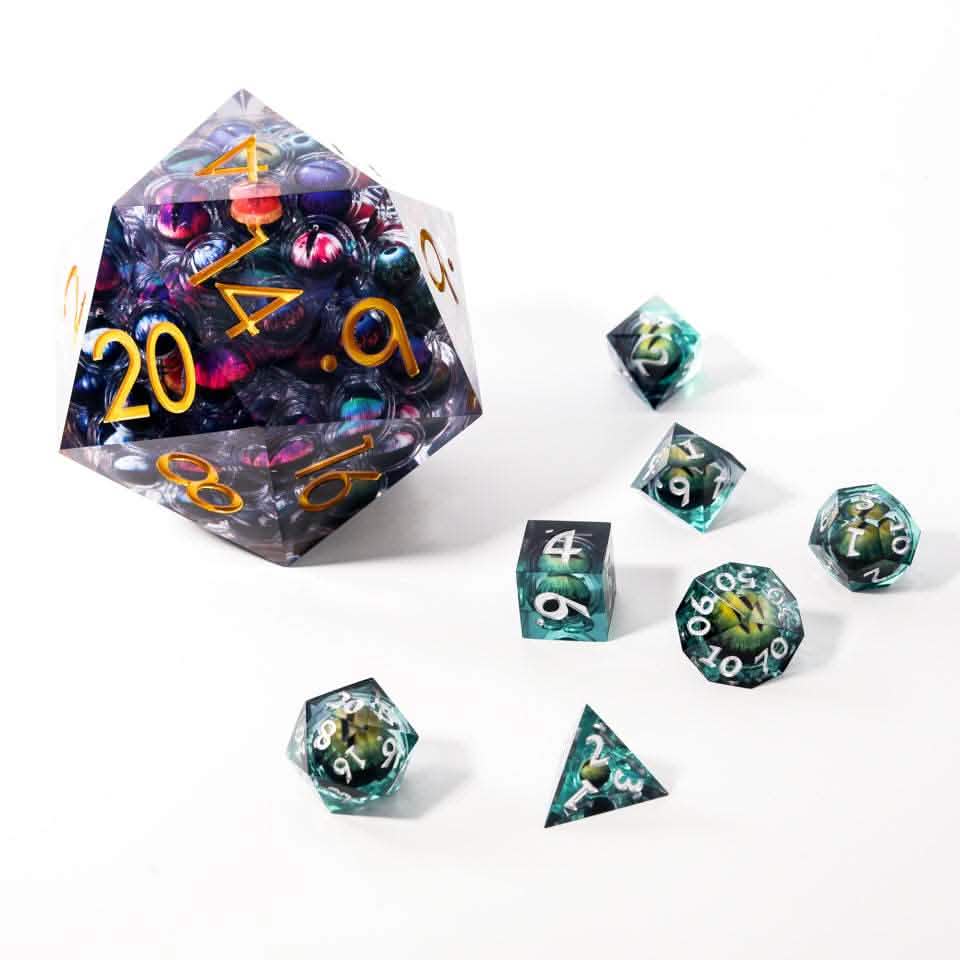 Eyes of Chaos – view 5 – liquid core DnD dice set