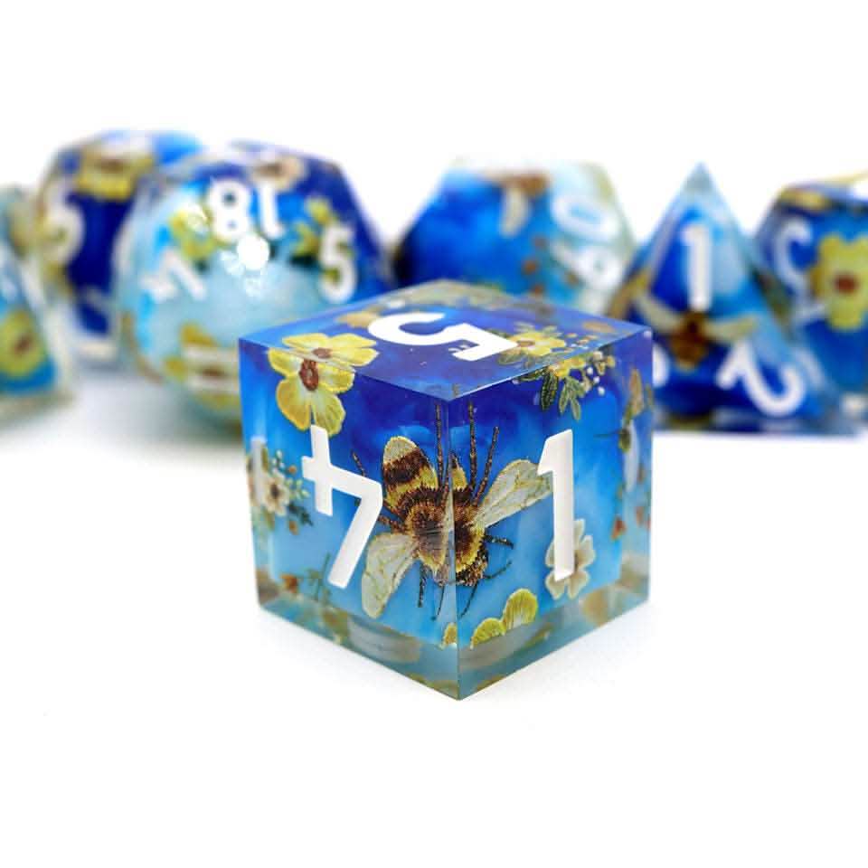 Honeyed Horizon – view 7 – art core DnD dice set