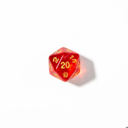 Red Shock | Gold Numbers | 7 Piece Acrylic Dice Set