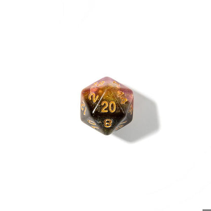 Dark Nebula | Gold Numbers | 7 Piece Acrylic Dice Set