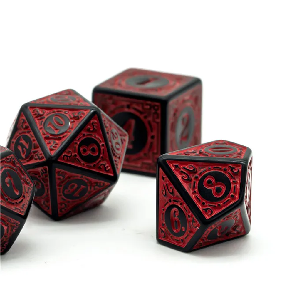 Infernal Runes - Acrylic DND Dice Set - 7 Piece Polyhedral – view 8 – acrylic DnD dice set