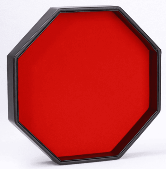 Large Octagon Dice Tray | Faux Leather & Red Velvet | 29cm