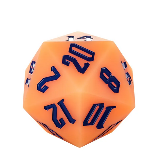 Glow in the Dark Orange - 55mm D20 Chonk Silicone Dice - Black Font