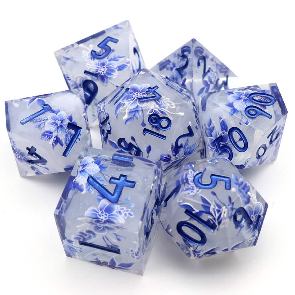 Snowflower – view 18 – art core DnD dice set