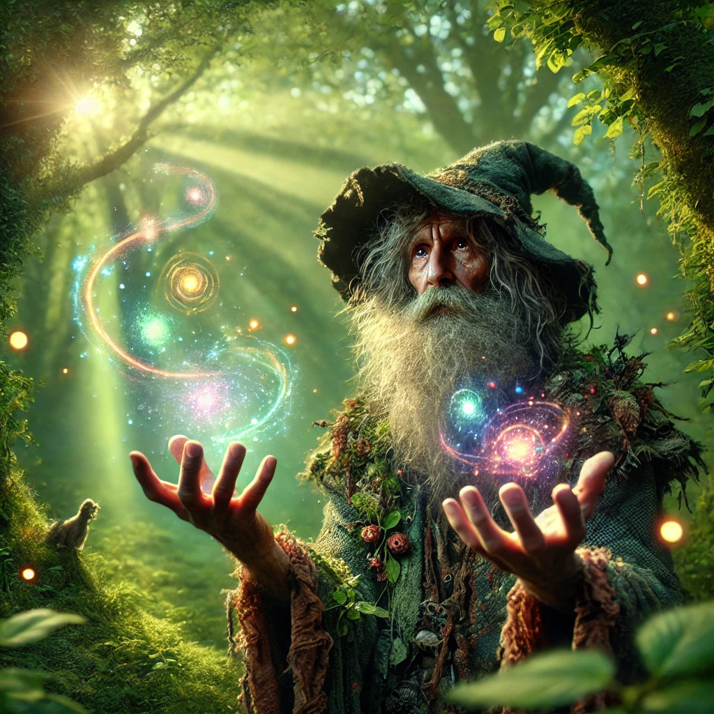 A Wizard in a Forest conjuring a spell