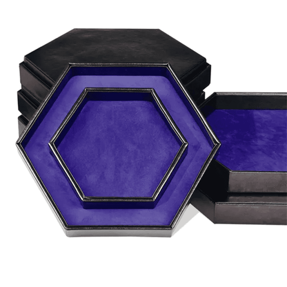 Hexagonal Dice Tray & Storage - Blue Felt