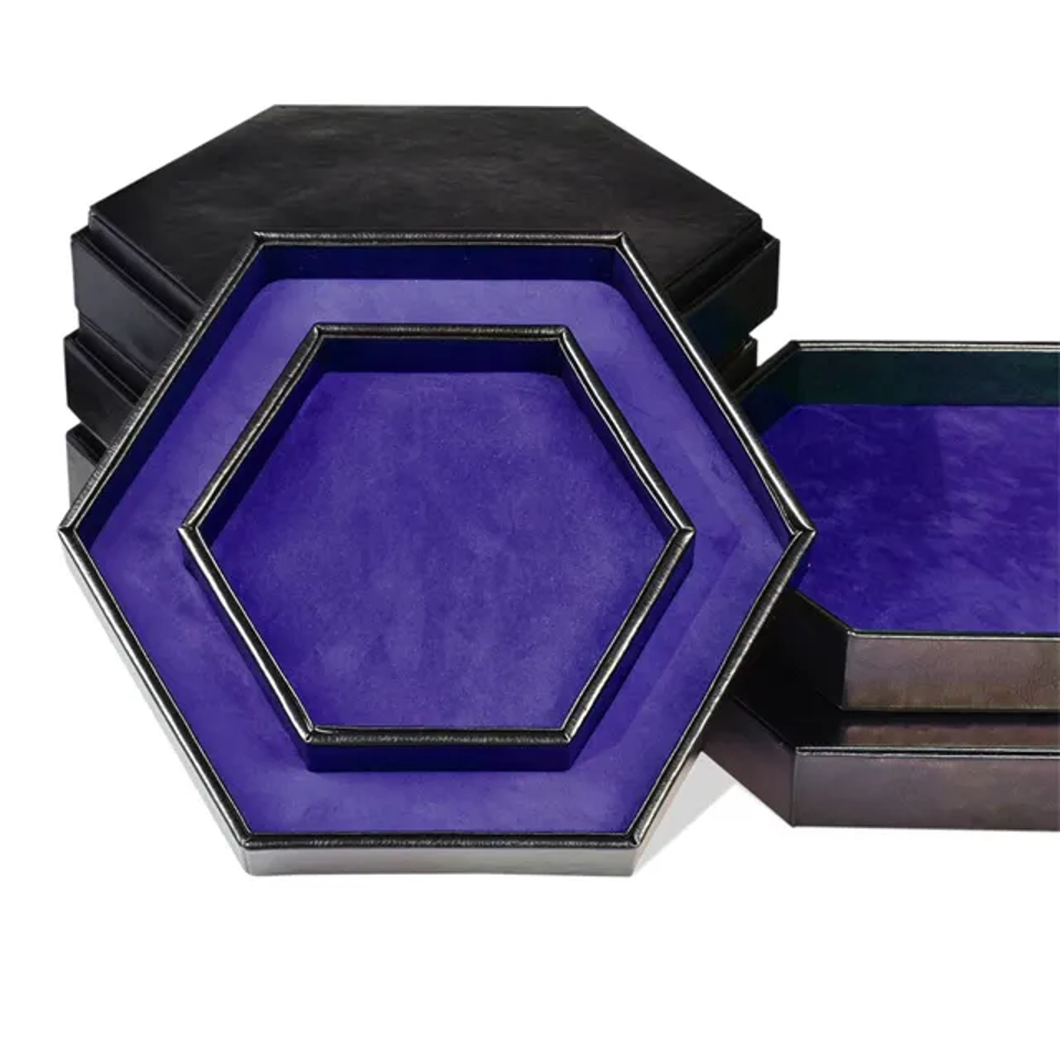 Tray of Fates | Hexagonal Dice Tray | Blue Felt