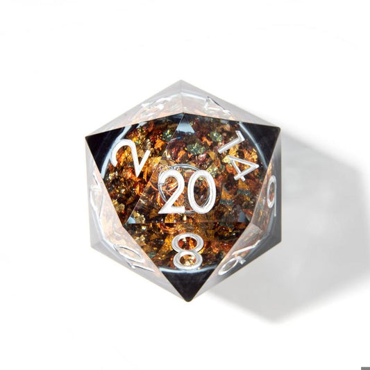 Black with Gold Flakes | Liquid Core Dice | 50mm D20 Chonk
