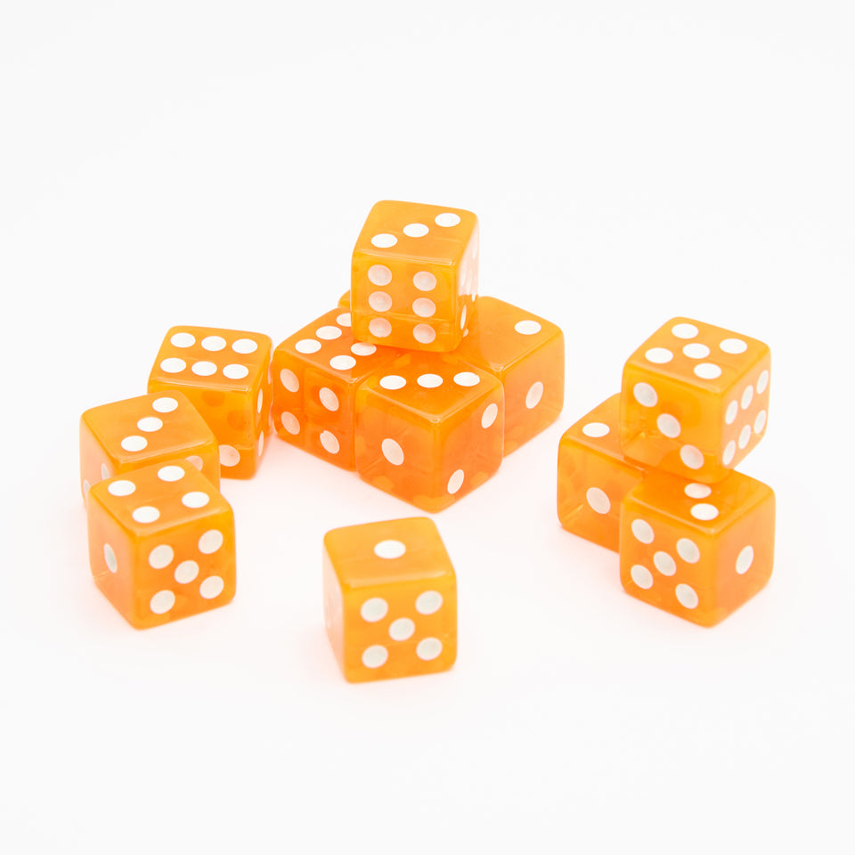 16mm D6 | Transparent Orange | Square Edge | 12 Pack