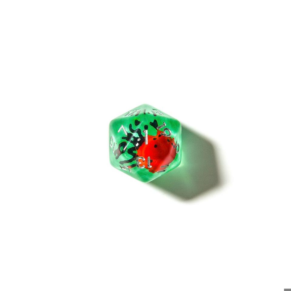 Red Ladybugs | Resin Inclusion Dice | 7 Piece Set