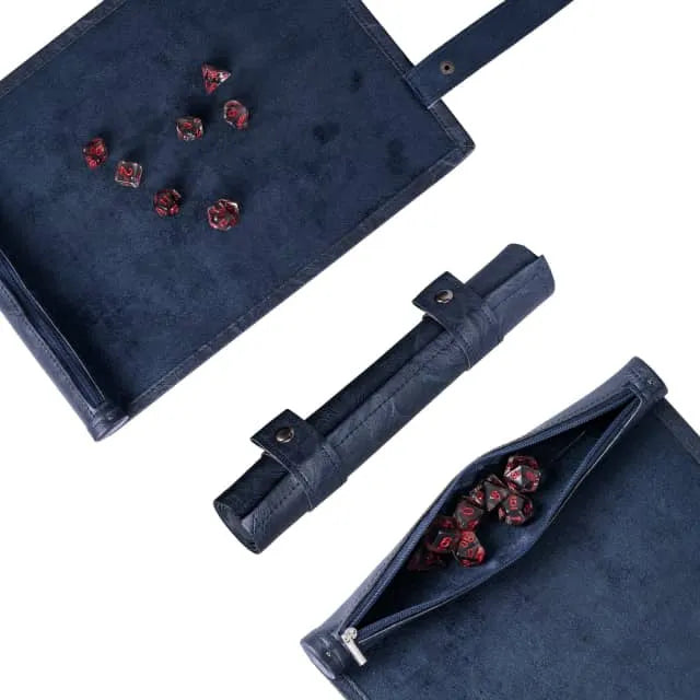 Scroll of Holding (Blue) | Vegan Leather Dice Mat