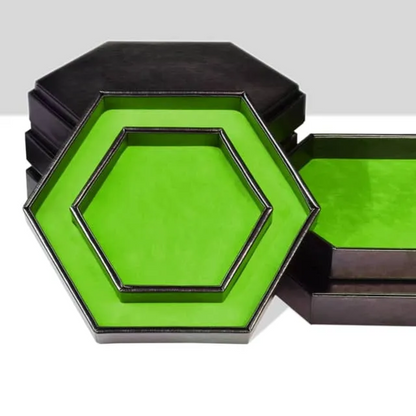 Tray of Fates | Hexagonal Dice Tray | Green Felt