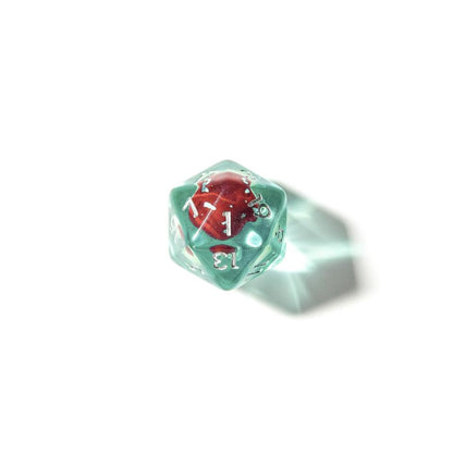 7 Piece | Red and Blue Mushroom Dice | Soft Edge Resin | Red Mushies