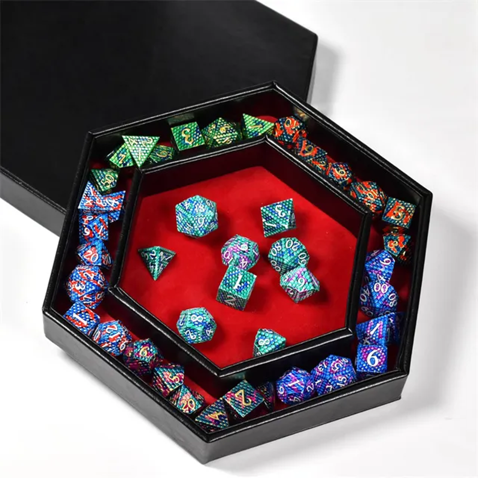 Tray of Fates | Hexagonal Dice Tray | Red Felt