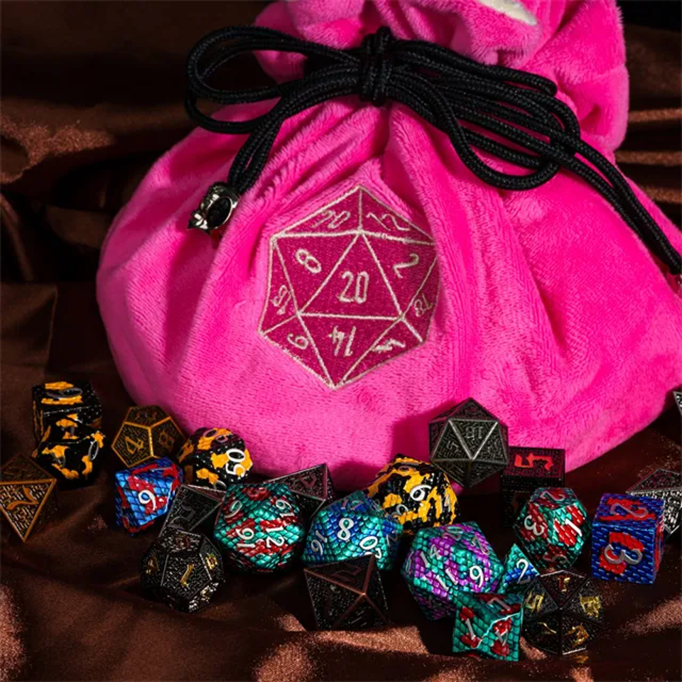 Velvet Vault | Super-Soft Large Dice Bag | Pink