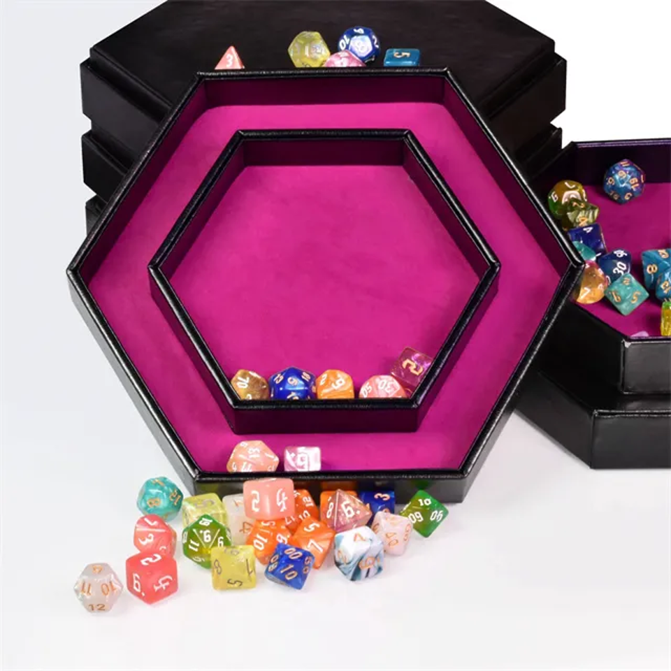 Tray of Fates | Hexagonal Dice Tray | Purple Felt