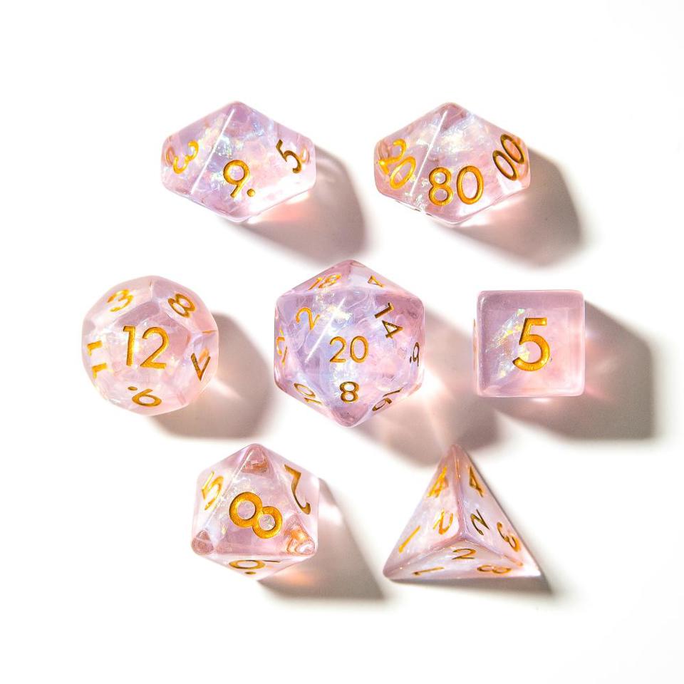 Ethereal Fae | Pink and Gold | Soft Edge | Resin | Dice Set