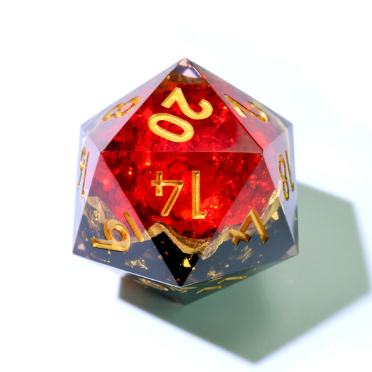 Crimson Abyss | 33mm D20 | Oversized Geode Dice