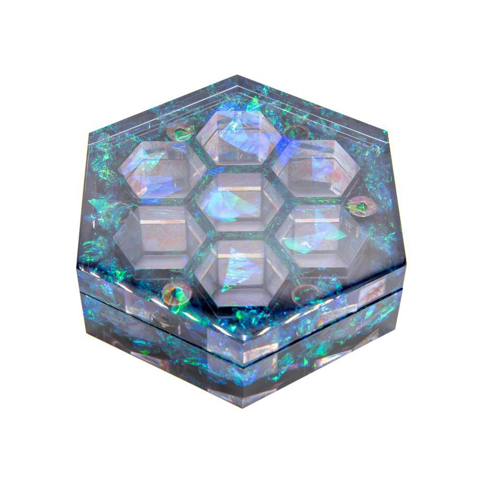 Azure Sparkle | Hexagonal Resin Dice Box