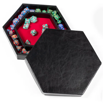 Tray of Fates | Hexagonal Dice Tray | Red Felt