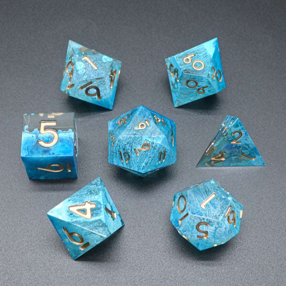 Icebound Fury | Sharp Edge Dice | 7 Piece Set