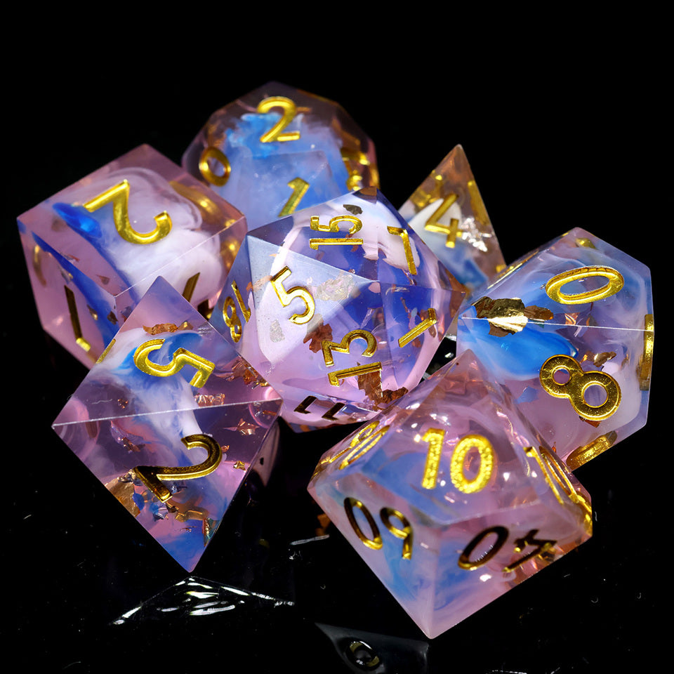 Unicorn Cream | Sharp Edge Dice | 7 Piece Set