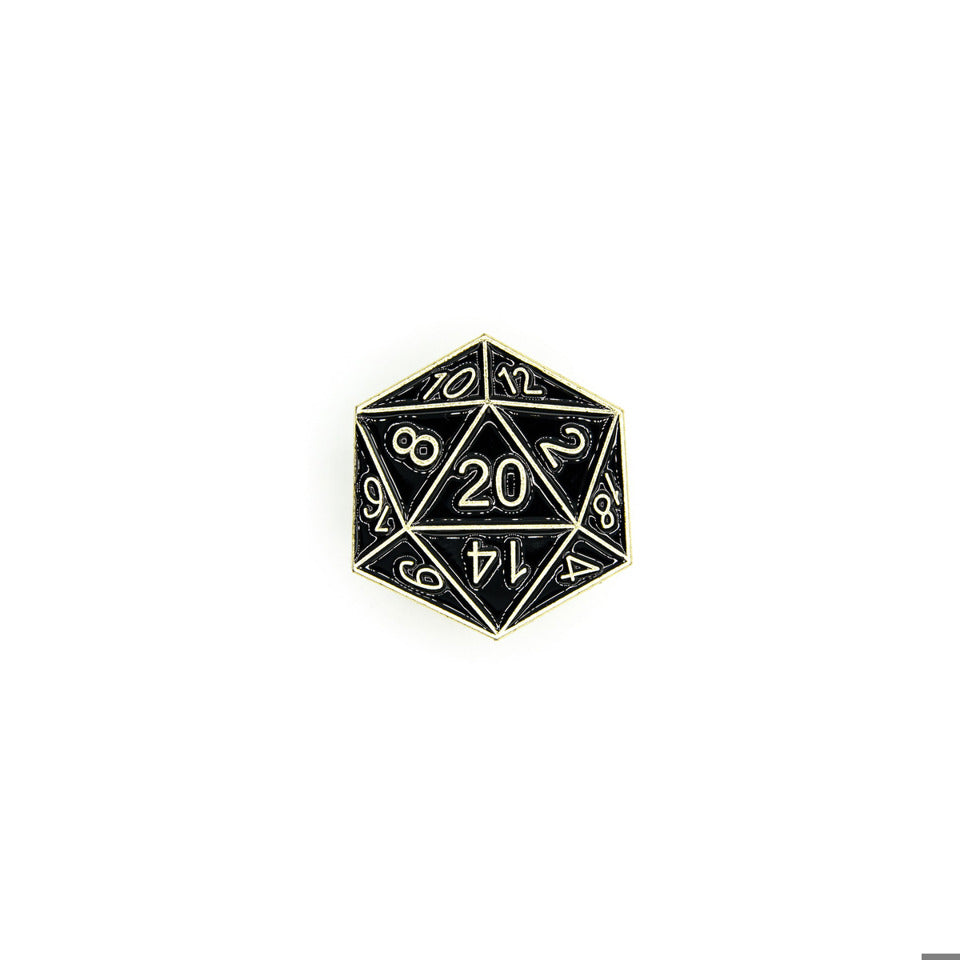 D20 Pin Badge | Black & Gold