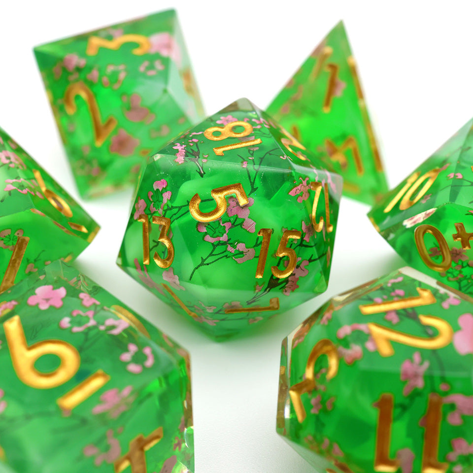 Matcha Blossom | Art Core Dice| 7 Piece Set