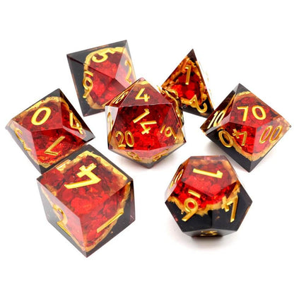 Crimson Abyss | Geode Dice | 7 Piece Set