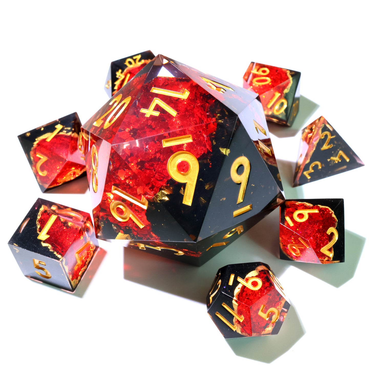 Crimson Abyss | 50mm D20 | Oversized Geode Dice