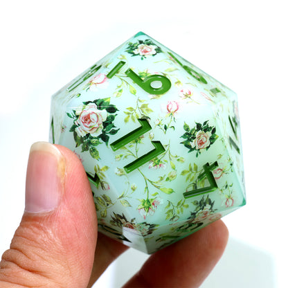 Floral Notes | 50mm D20 | Oversized Art Core Dice