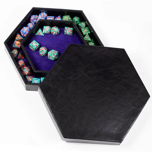 Tray of Fates | Hexagonal Dice Tray | Blue Felt