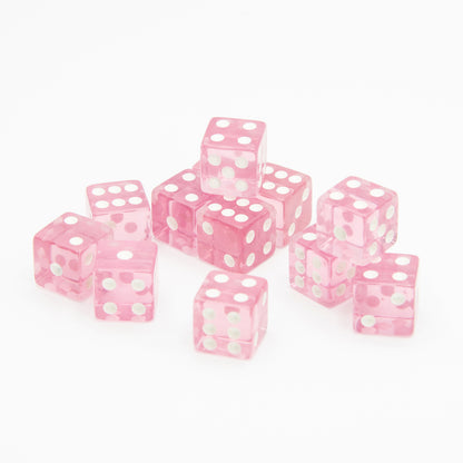 16mm D6 | Transparent Pink | Square Edge | 12 Pack