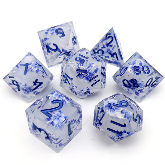 Snowflower | EXO DICE | White and Blue Floral Print | 7 Piece Set