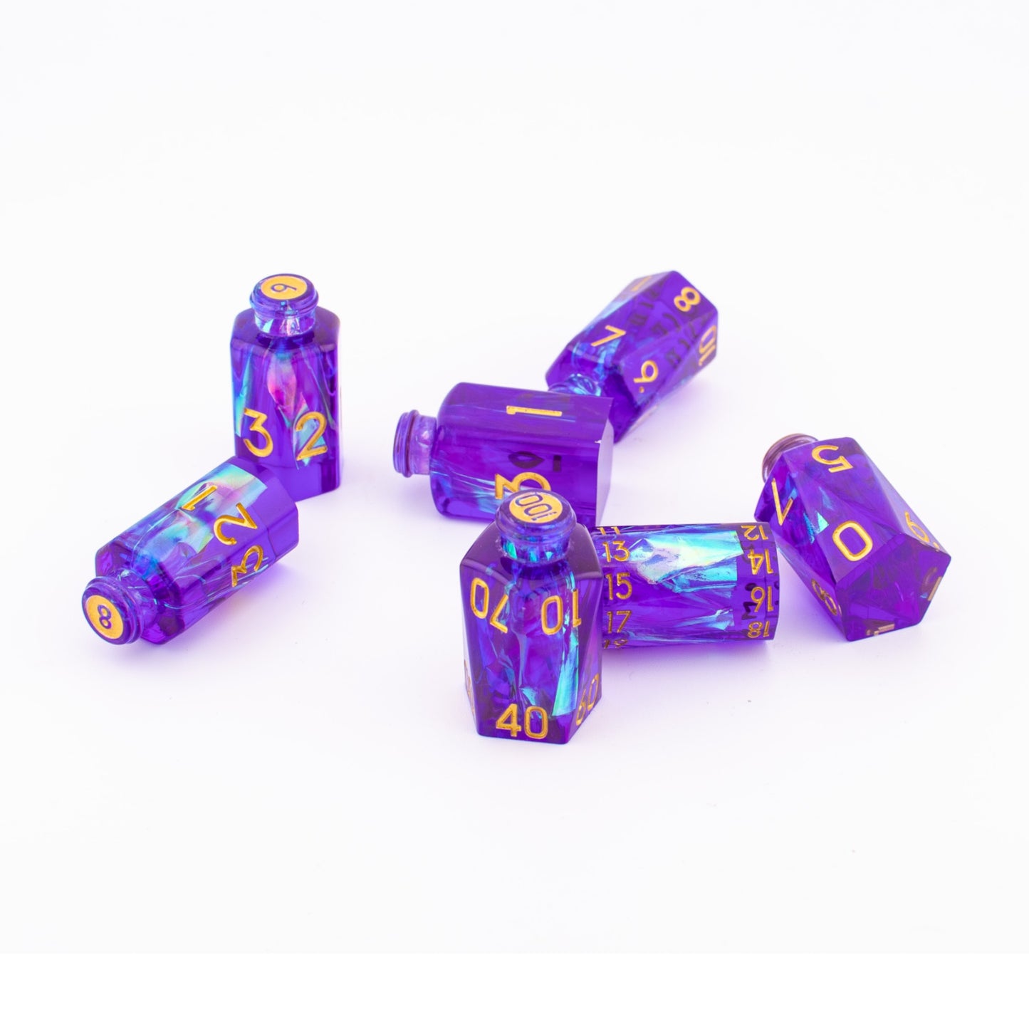 Aether Infusion | Potion Bottle Resin Dice | Sharp Edge Dice | 7 Piece Set