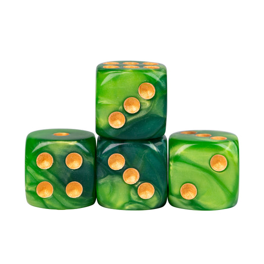 12mm D6 | Green & Gold | 36 Pack