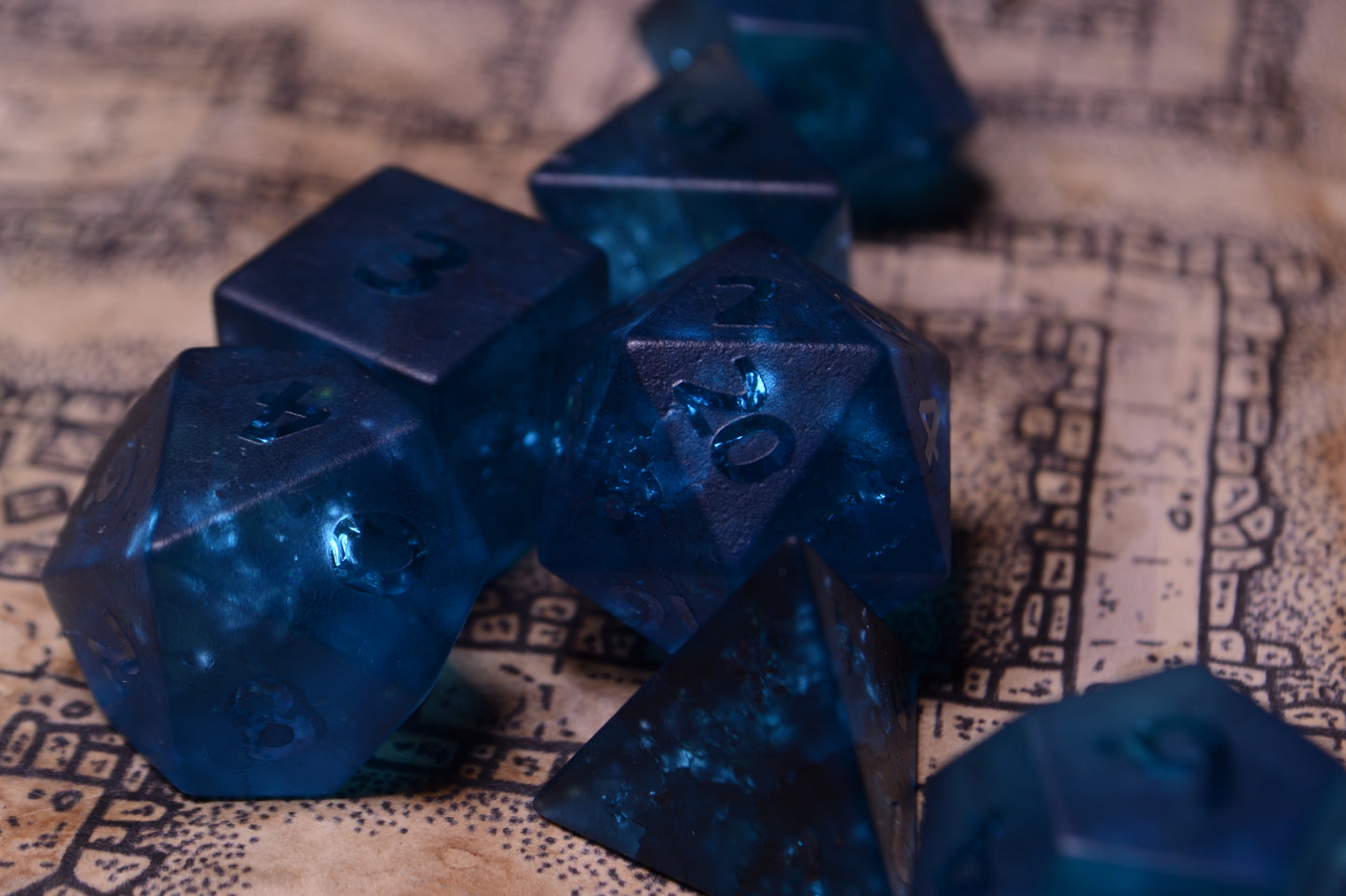 Blue Cracked Glass | Matte Finish | Raised Numbers