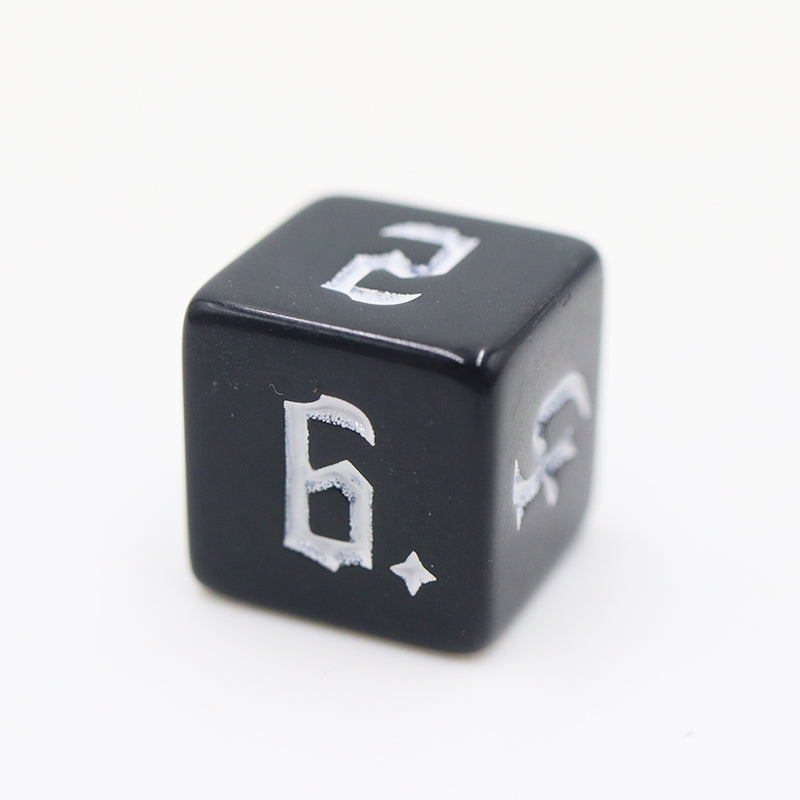 Pure Serious Black | High Contrast White Numbers | 7 Piece Dice Set
