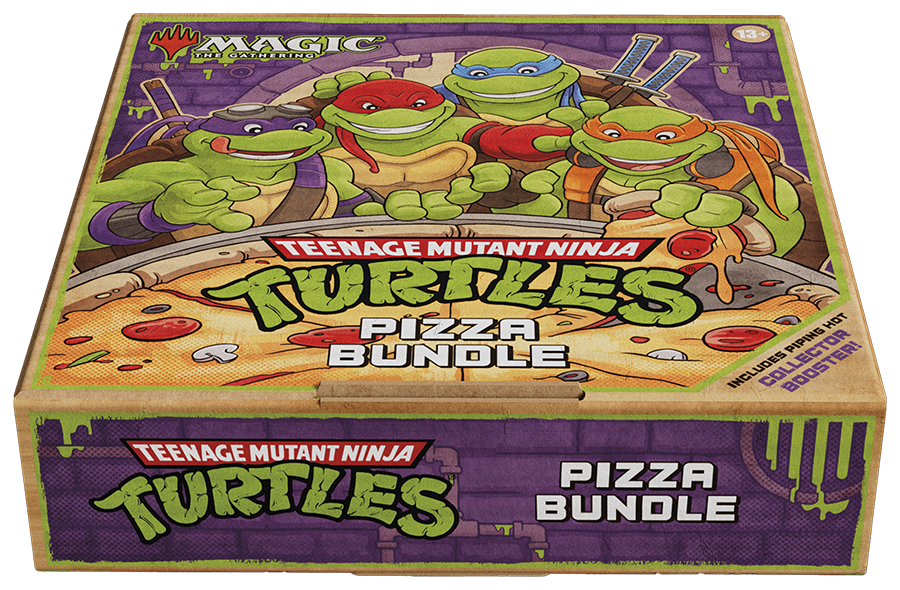 Magic: The Gathering - Teenage Mutant Ninja Turtles Pizza Bundle – close-up view – tabletop card game