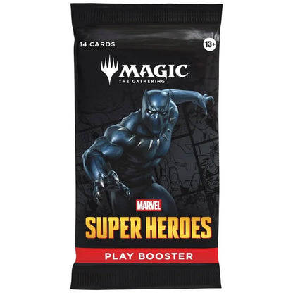 Marvel Super Heroes Play Booster Pack featuring Black Panther, Magic: The Gathering Marvel booster.