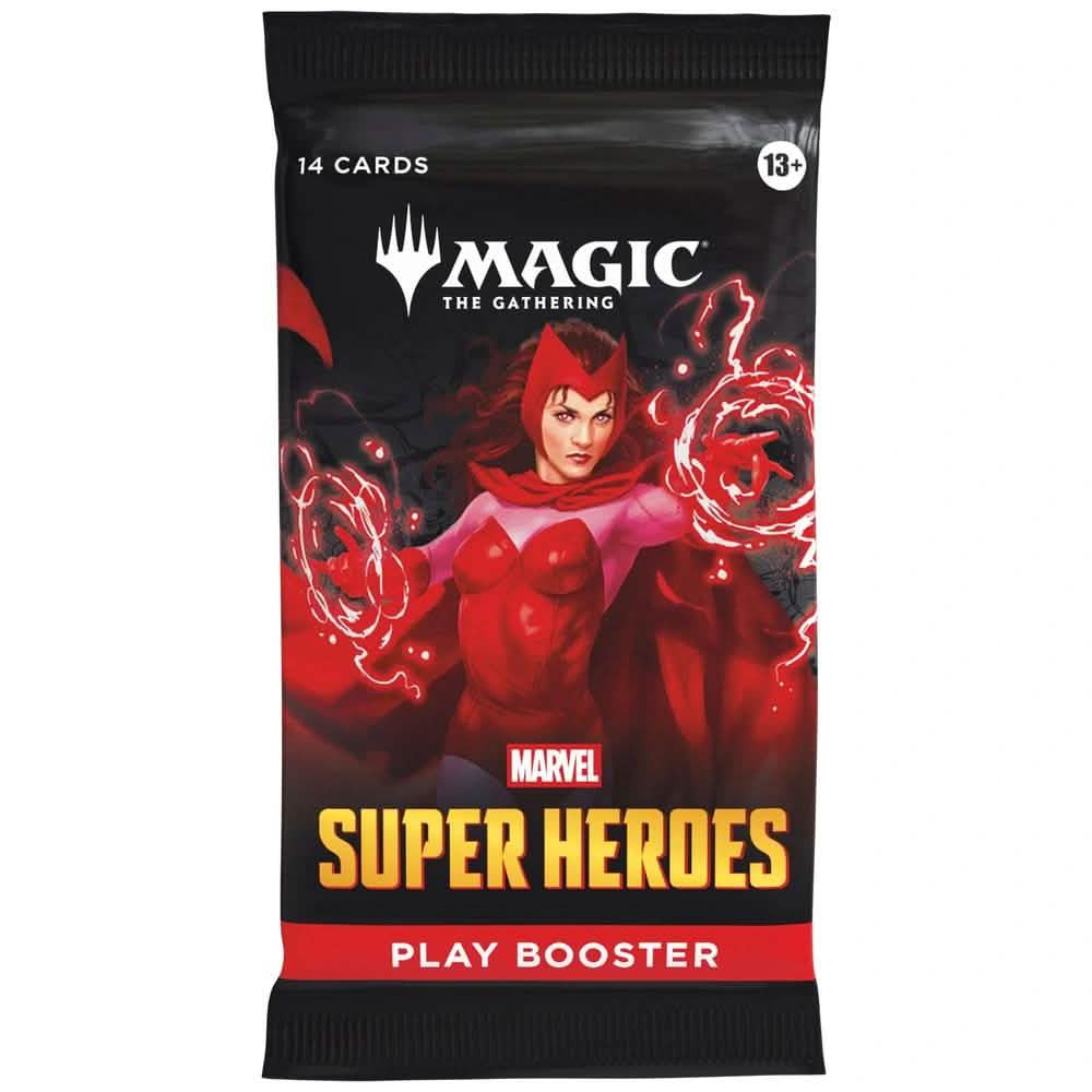 Marvel Super Heroes Play Booster Pack featuring Scarlet Witch, Magic: The Gathering Marvel booster.