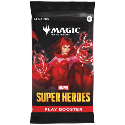 Marvel Super Heroes Play Booster Pack featuring Scarlet Witch, Magic: The Gathering Marvel booster.