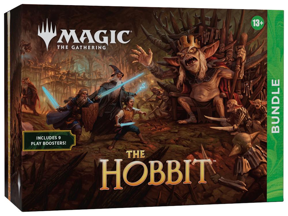 Magic: The Gathering The Hobbit Bundle featuring themed Lord of the Rings artwork and branded packaging for the special edition release, showcasing the bundle box design.