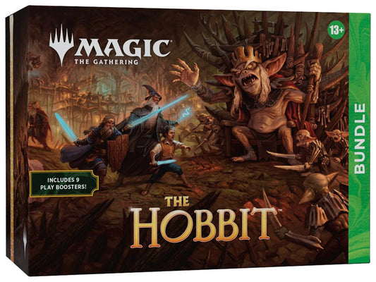 Magic: The Gathering The Hobbit Bundle featuring themed Lord of the Rings artwork and branded packaging for the special edition release, showcasing the bundle box design.