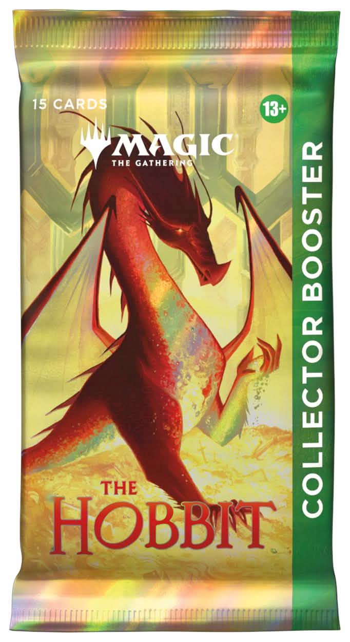 Magic: The Gathering The Hobbit Collector Booster Pack featuring premium Lord of the Rings–themed artwork and branding for the special edition release.