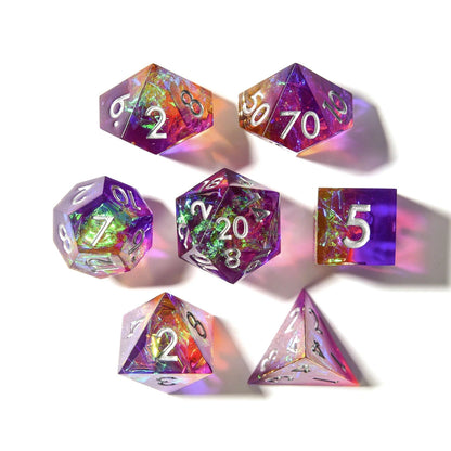 Fae Fire | Sharp Edge Dice | 7 Piece Set