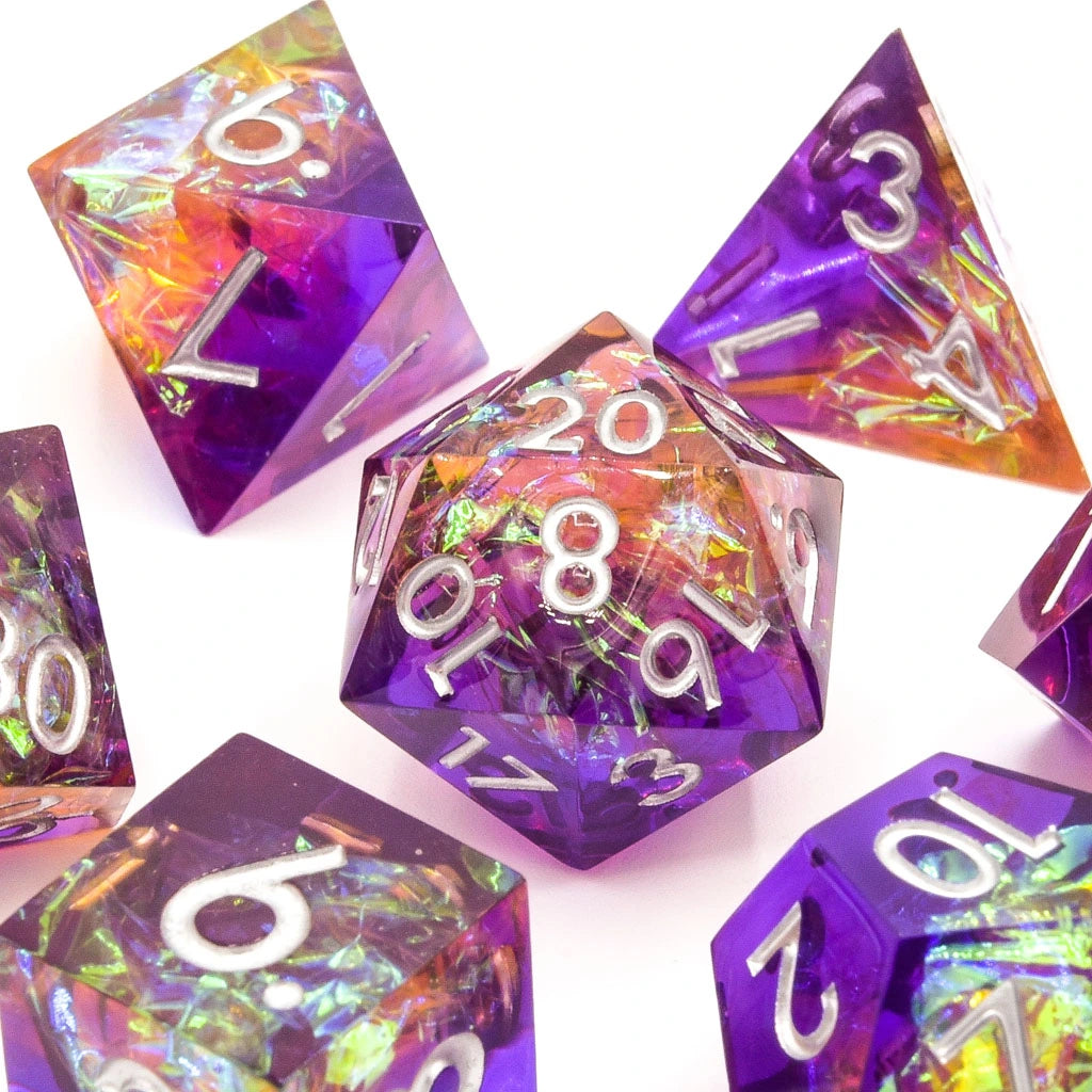 Fae Fire | Sharp Edge Dice | 7 Piece Set